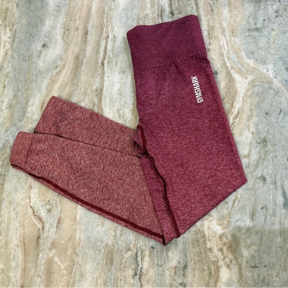 Women’s GYMSHARK Adapt seamless Burgandy marl ombré leggings- Size small - Picture 4 of 6
